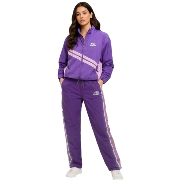 Guess Pants - Guess Sport Purple “Love Potion” Reflective Tracksuit Set Jacket Pants Small nwt
